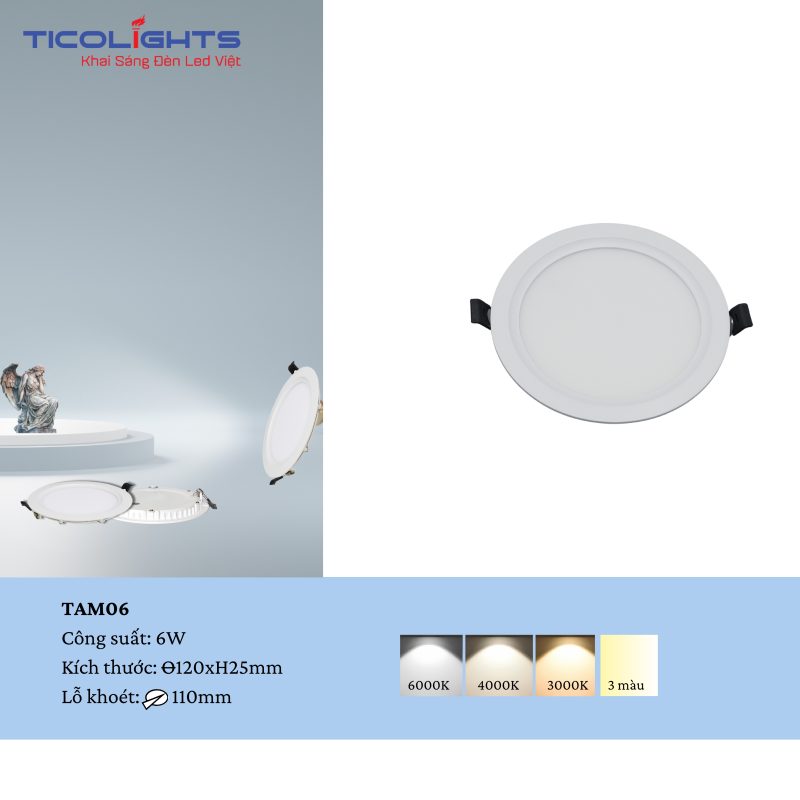 ĐÈN ÂM TRẦN SIÊU MỎNG TICOLIGHTS TAM6-6W 1 ĐÈN ÂM TRẦN SIÊU MỎNG TICOLIGHTS TAM6-6W