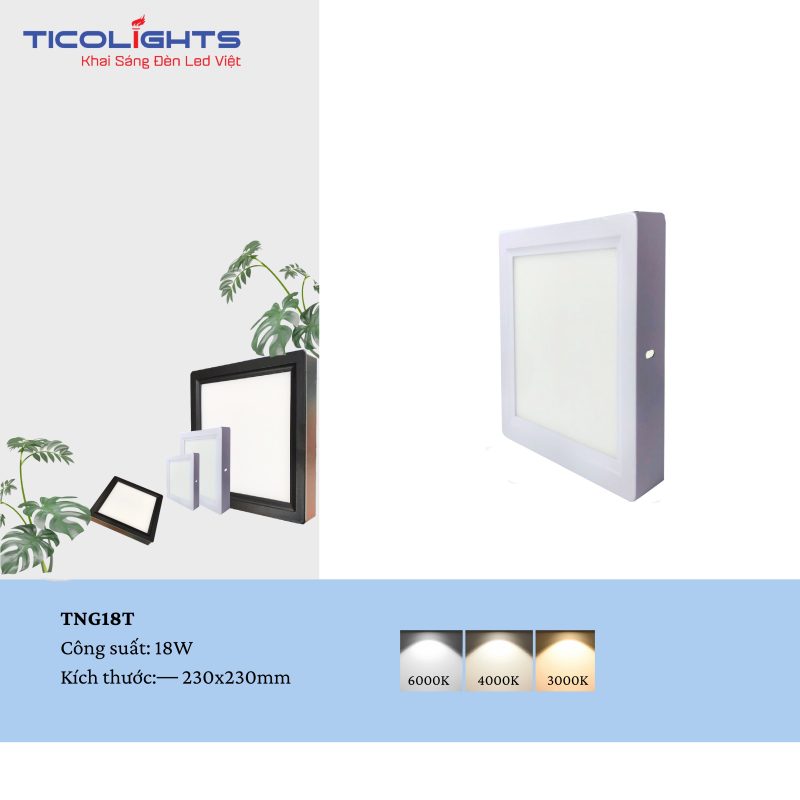 ĐÈN ỐP NỔI VUÔNG TICOLIGHTS TNG18T-18W
