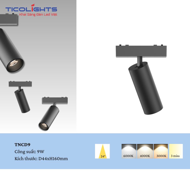 ĐÈN RAY NAM CHÂM TICOLIGHTS TNCD9-9W