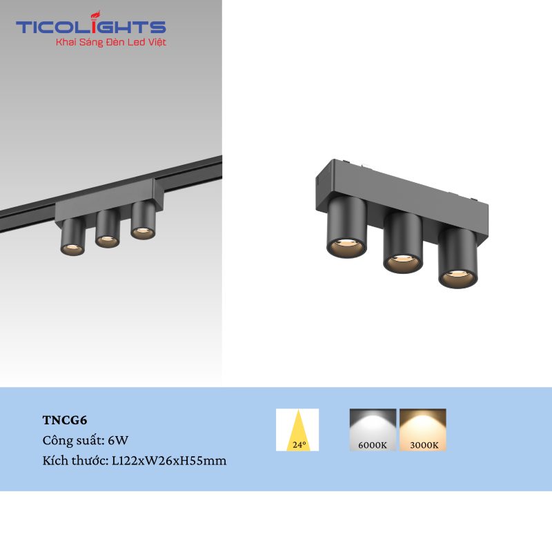 ĐÈN RAY NAM CHÂM TICOLIGHTS TNCG6-6W 1 ĐÈN RAY NAM CHÂM TICOLIGHTS TNCG6-6W