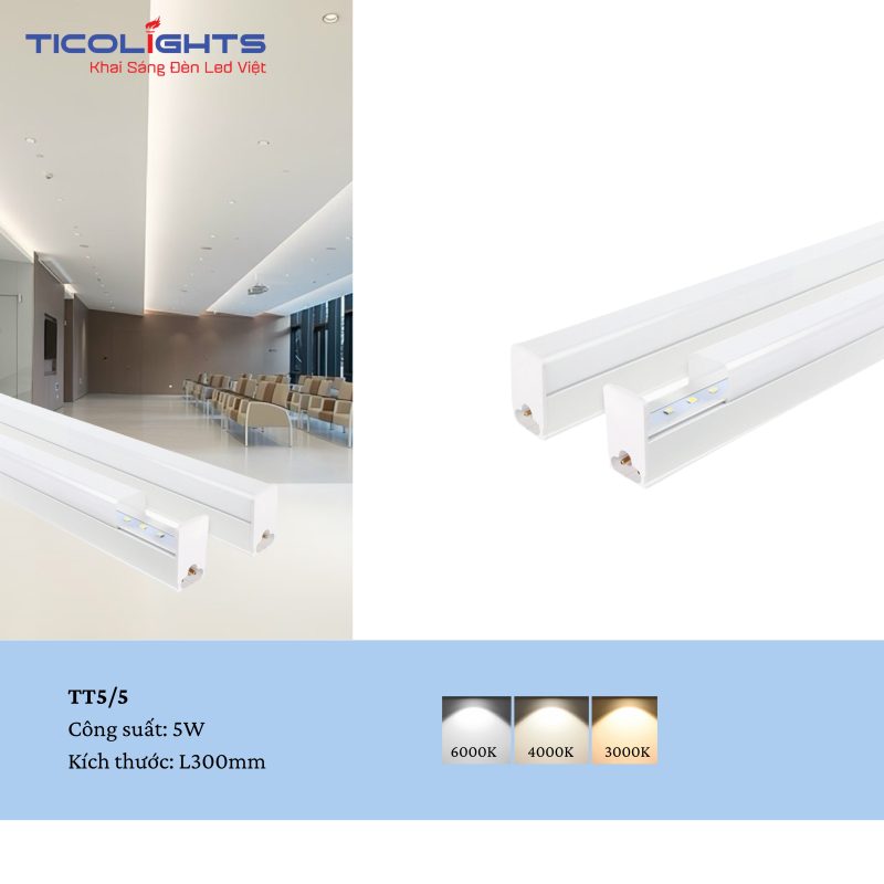 ĐÈN TUÝP T5 LIỀN MÁNG TICOLIGHTS TT5-5 1 ĐÈN TUÝP T5 LIỀN MÁNG TICOLIGHTS TT5-5